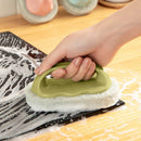 Wall Glass Cleaning Sponge Brush w/ Handle BBQ Bathtub Cleaner Tool (Green)