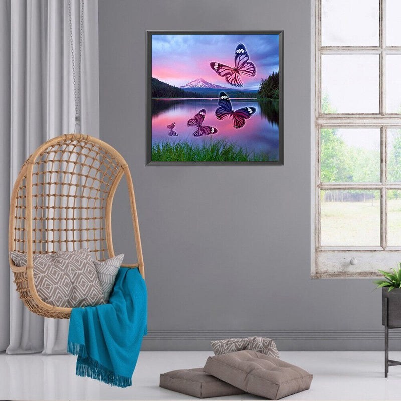 5D DIY Butterflies Full Round Drill Mosaic Diamond Painting Rhinestone Art Cr