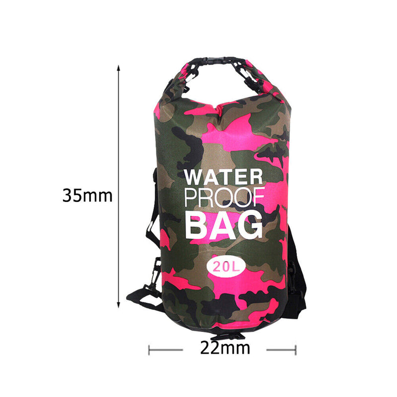 Outdoor Dry Bag Swimming Waterproof Sack for Boating Raft (20L Rose Red)