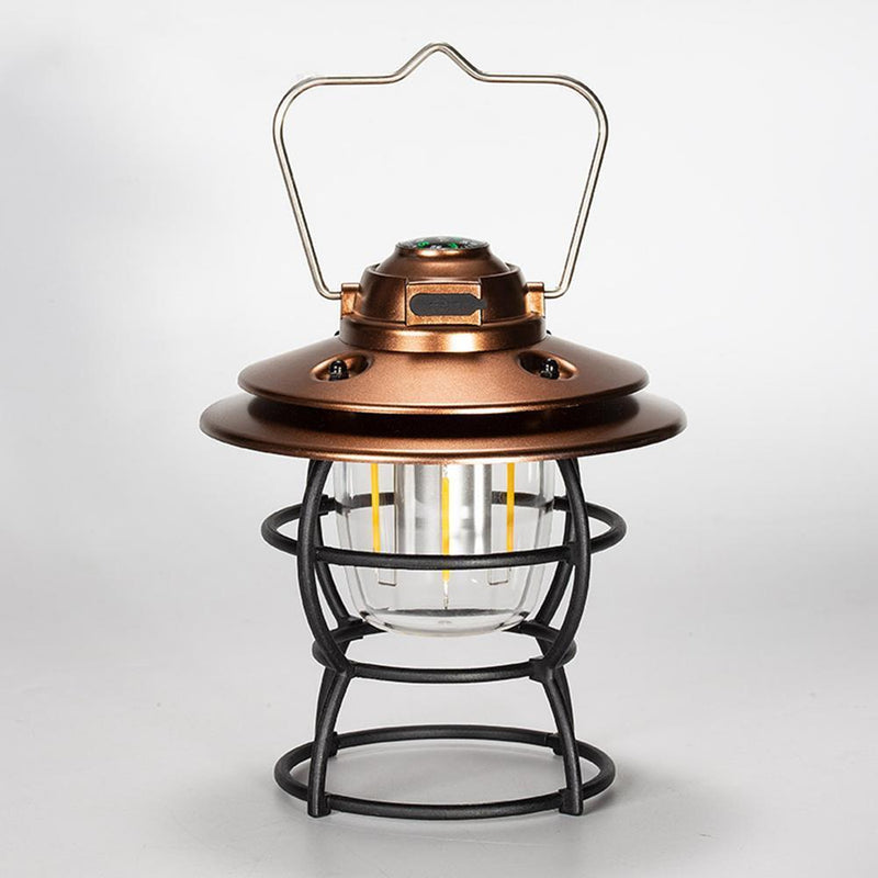 Camping Lantern 3 Gears Retro Tent Light for Travel Hiking Emergency (Bronze)
