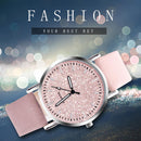 Women Casual Quartz Minimal Leather Round Dial Analog Wristwatch (Pink)