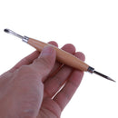 2pcs Wooden Handle Stainless Steel Pottery Shapers Carvers Clay Tools