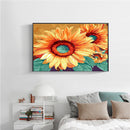 Frameless DIY Painting By Numbers Sunflower Hand Painted Canvas Wall Art Pi