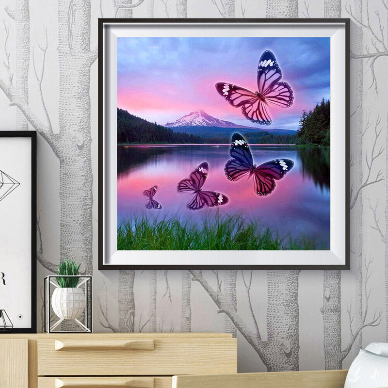 5D DIY Diamond Painting Butterfly Lake Full Round Drill Embroidery Craft Kits
