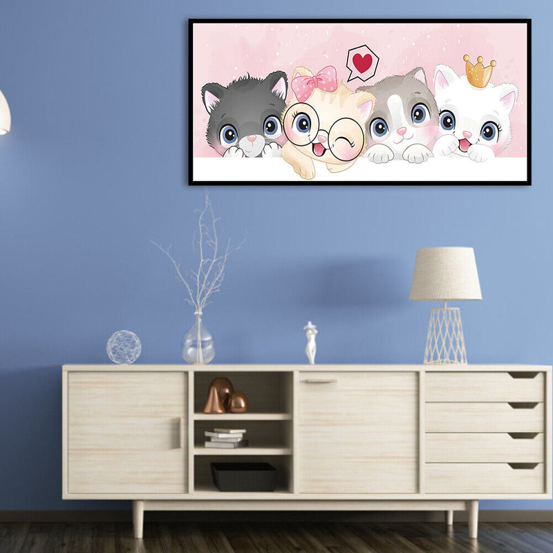 DIY Full Cross Stitch Art Painting 11CT Stamped Kitten Embroidery Wall Ornament