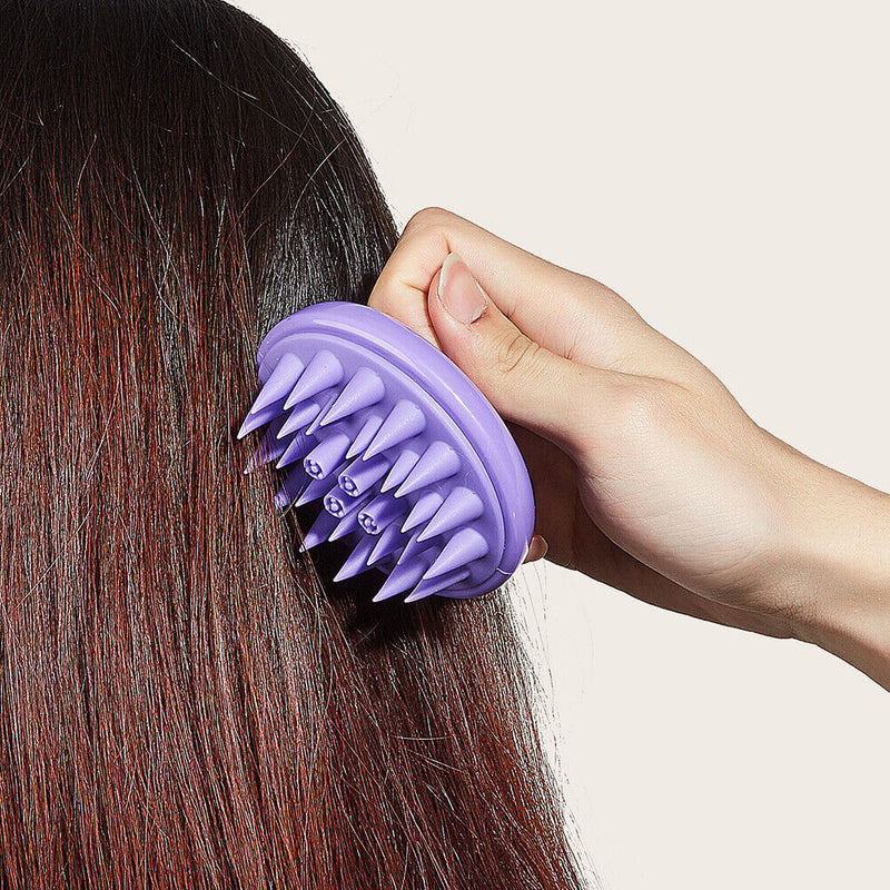 Silicone Head Body Massage Brush Hair Washing Clean Comb Hair Care (Purple)