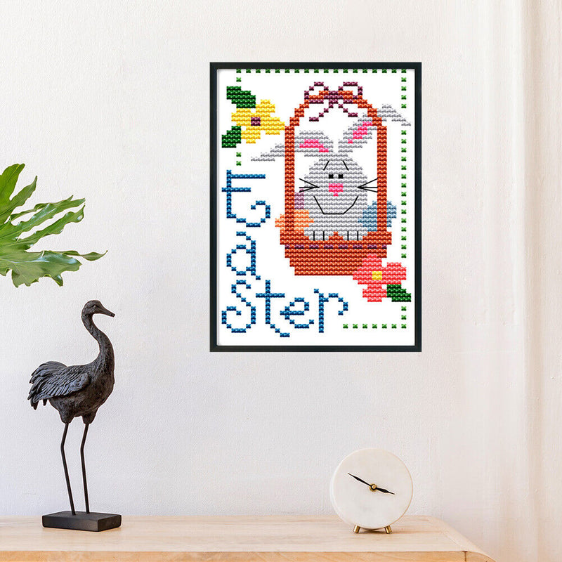 14CT Stamped Cross Stitch Kits DIY Cartoon Easter Artwork for Home Decor Gift