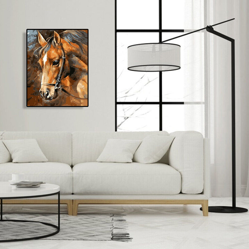 Hand Painted Craft Frameless DIY Sad Horse Painting By Numbers Kit Picture