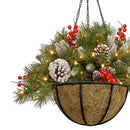 Christmas Basket Pendant Pinecone LED Lights Wreath Pendant for Door Tree Window