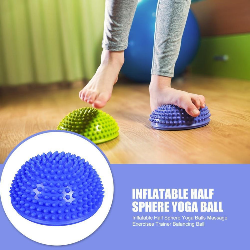 Inflatable Half Sphere Yoga Balls Massage Trainer Balancing Ball (Blue)