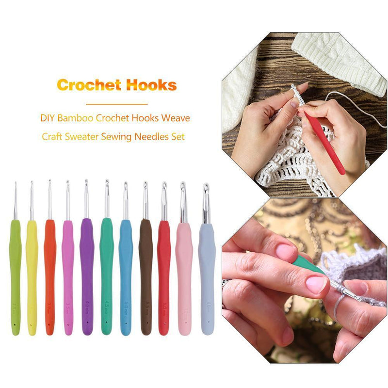 Soft Handle Crochet Hooks Set Aluminum Ergonomic Knit Needles Sewing Accessories