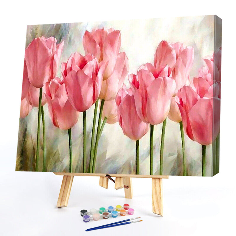 Painting By Numbers Kit DIY Beautiful Flower Canvas Oil Art Picture Craft