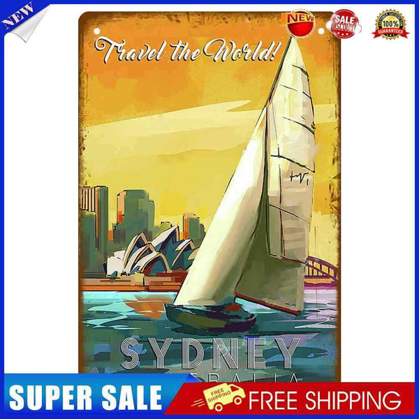 Sailboat at Sea Metal Plate Tin Sign Plaque for Bar Pub Club Cafe Iron Paintings