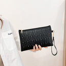 Fashion Rivet Evening Clutch Bag Leather Women Envelope Handbag (Black)