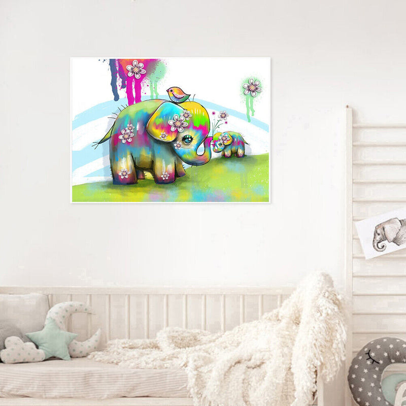 Elephant and Bird Oil Paint By Numbers Kits Drawing DIY Wall Art (M948)