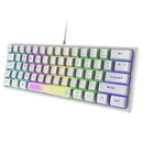 K61 RGB Wired Keyboard 60 Percent 62 Keys Ergonomic Gaming Keyboard (White)
