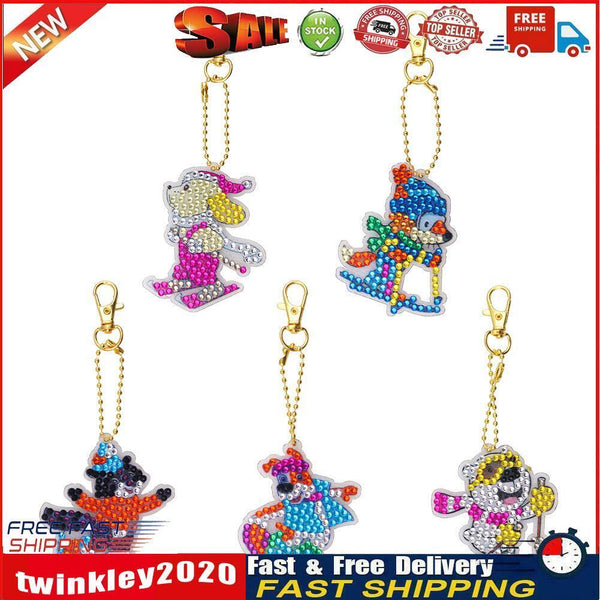 Snow Sports Diamond Painting Keychain DIY Crystal Drill Key Ring (YS014) Newly