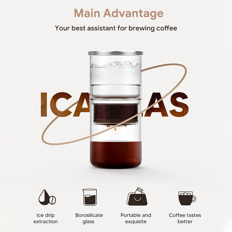 300ml Ice Drip Coffee Pot Glass Coffee Maker Dripper Filter Cold Brew Pots Newly