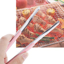 Cooking Kitchen Tongs BBQ Salad Bacon Steak Bread Clip Clamp (Pink)(22.5)