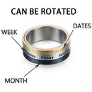 Time Calendar Biker Titanium Steel 3 Part Punk Roman Numerals Rings Rotatable