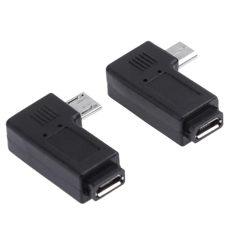 2pcs 90° Micro USB Female, Micro USB Male Adapter Male