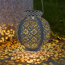 Creative Solar LED Iron Art Lantern Light Garden Yard Lighting Projector Lamp