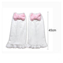 Velvet Pink Bow JK Socks Foot Warmer Socks Leg Warmers Ruffles Leg Socks