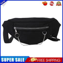 Women Street Chest Bag Pure Fanny Pack Chain Canvas Bum Belt Pouch (Black)