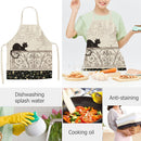 Kitchen Linen Apron Black Cat on Balcony Painted Dinner Cooking Pinafore