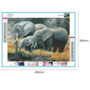 5D DIY Full Drill Diamond Painting Elephant Family Cross Stitch Embroidery