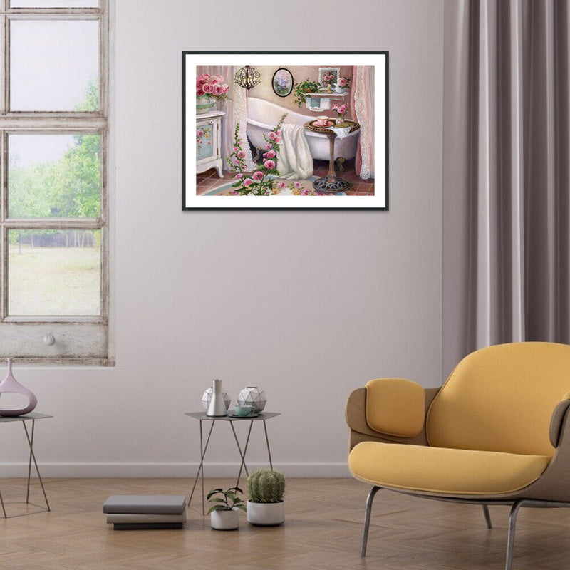 5D DIY Full Drill Diamond Painting Bathtub Embroidery Mosaic Kit Bedroom Decor