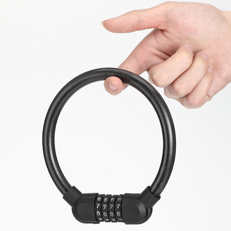 Bicycle Safety Cable Locks MTB Anti Theft 4 Digit Password Lock (Black) Newly