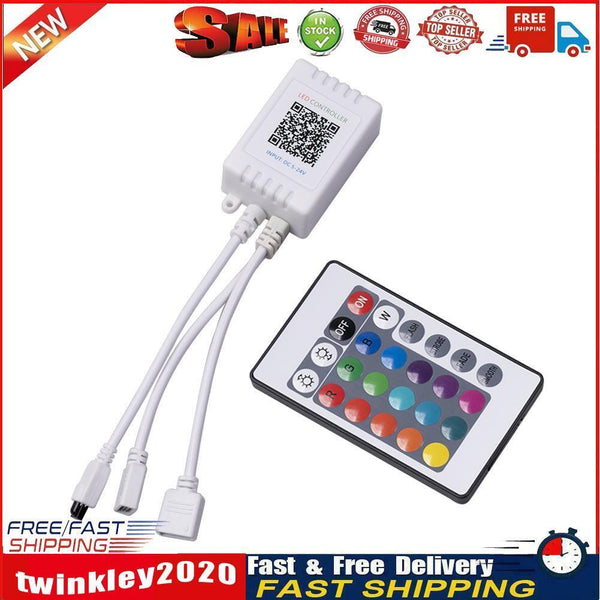 1 to 2 LED Controler Box 24 Keys IR Remote Controller for RGB Lights Strip Newly