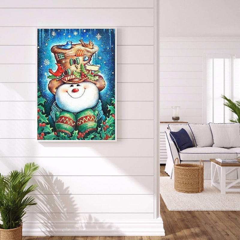 Christmas Snowman Oil Paint By Numbers DIY Coloring Picture Kits for Adults Kids