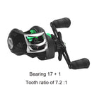 8kg 17+1 BBs 7.2/1 Fishing Reel Metal Line Cup Baitcasting Wheel (Left) Newly