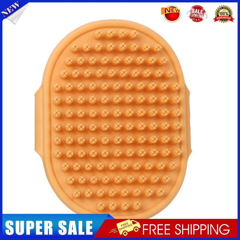 Dog Cat Bath Brush Comb Rubber Pet Hair Fur Grooming Massage Glove (Orange)