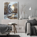 Full Embroidery Snow Scene Printed Cross Stitch 11CT 3 Strand Cotton Kit