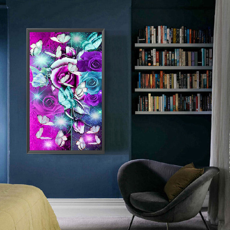 5D DIY Diamond Painting Butterflies Rose Kits Full Square Drill Wall Decor Craft