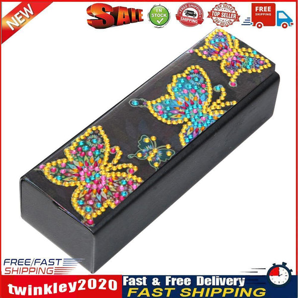 DIY Butterfly Diamond Painting Leather Eye Glasses Box Sunglasses Holder Newly