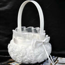 Wedding Ceremony Party Love Case Satin Bowknot & Rose Flower Girl Basket