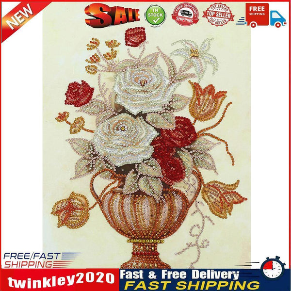 Diamond Painting Flower Vase Partial Special Shape Wall Picture (s10309) Newly