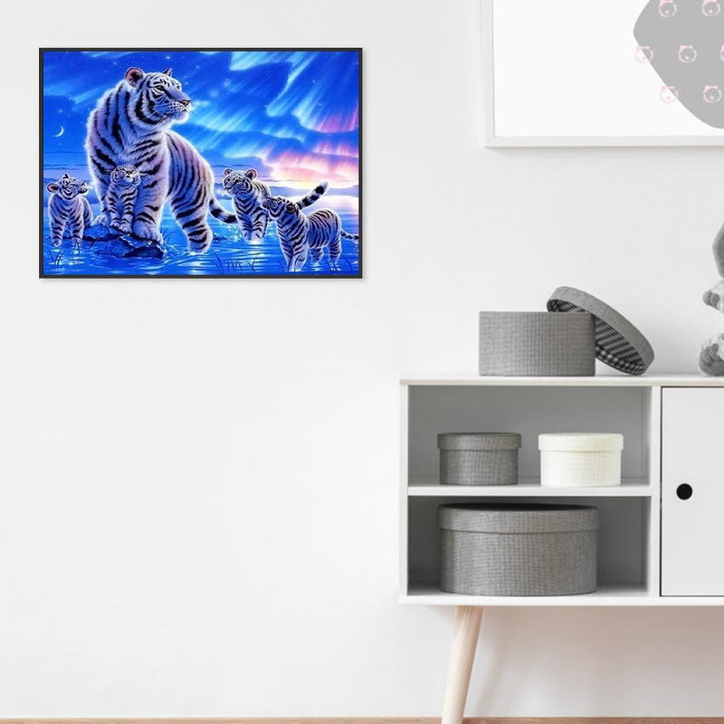 DIY 5D Rubbik's Cube Full Drill Diamond Paintings White Tigers Cross Stitch Embroidery