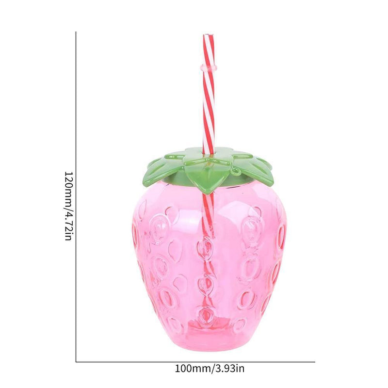 Strawberry Straw Cup-Leakproof Plastic Drinking Water Bottle Clear (1)