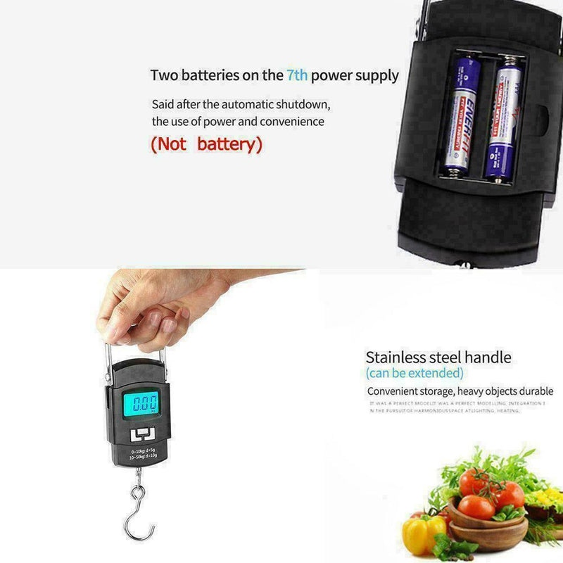 50KG Digital Travel Portable Handheld Weighing Luggage LCD Bag J8X5 U5F9 R1S1