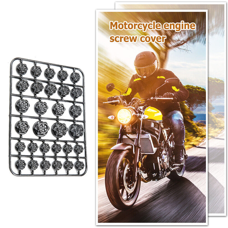 30pcs/Set Motorcycle Screw Cap Cover Engine Nut Bolt Caps Decor (Black)