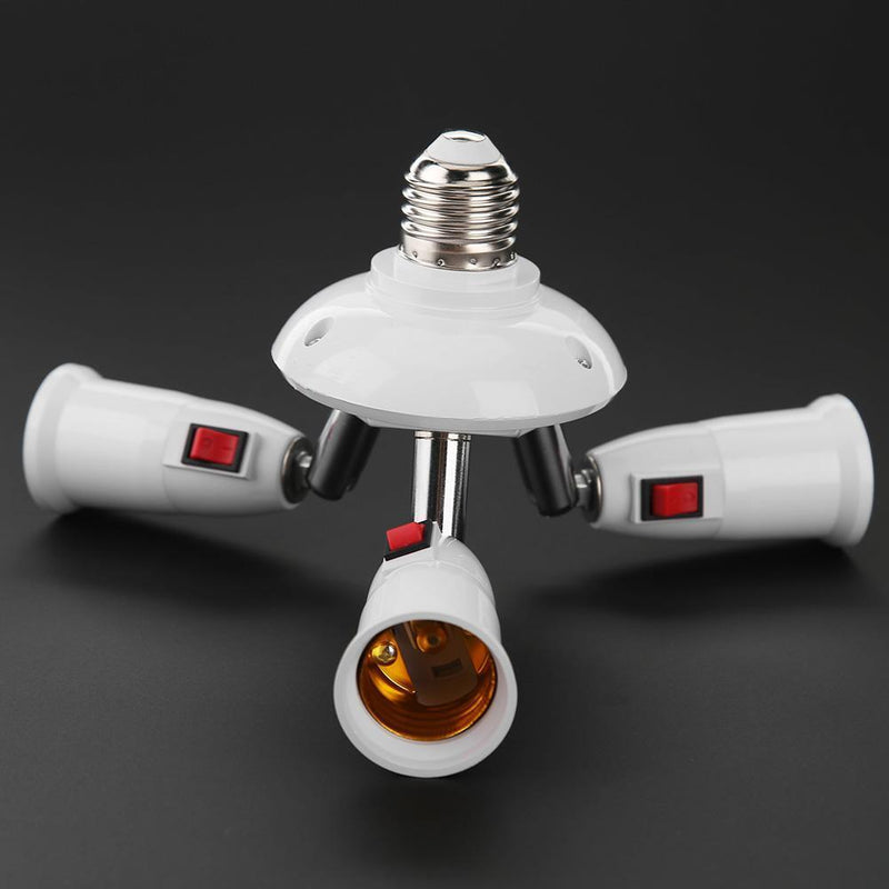 E27 Splitter 3 Heads Lamp Base Adjustable LED Light Holder Adapter Socket Newly