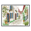 14CT Partial Cross Stitch Corner of Street Counted DIY Embroidery Kits Handmade