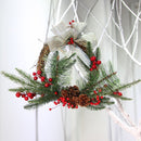 Ornaments Berry Christmas Wreath Red Fruit Leaf Pine Cone Decor Garland Vine