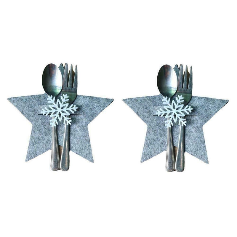 Christmas Stars Tableware Cutlery Holder Silverware Table Bags Decors Fork P8T4
