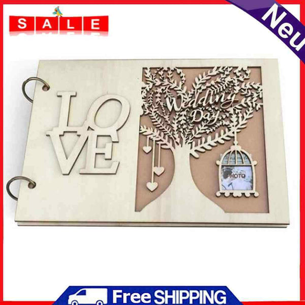 Wedding Guest Book Wooden Heart Hollow Engagement Guestbook Name Sign Board